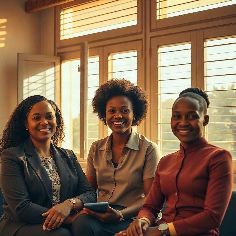 Small professional team in a sunlit Mombasa office