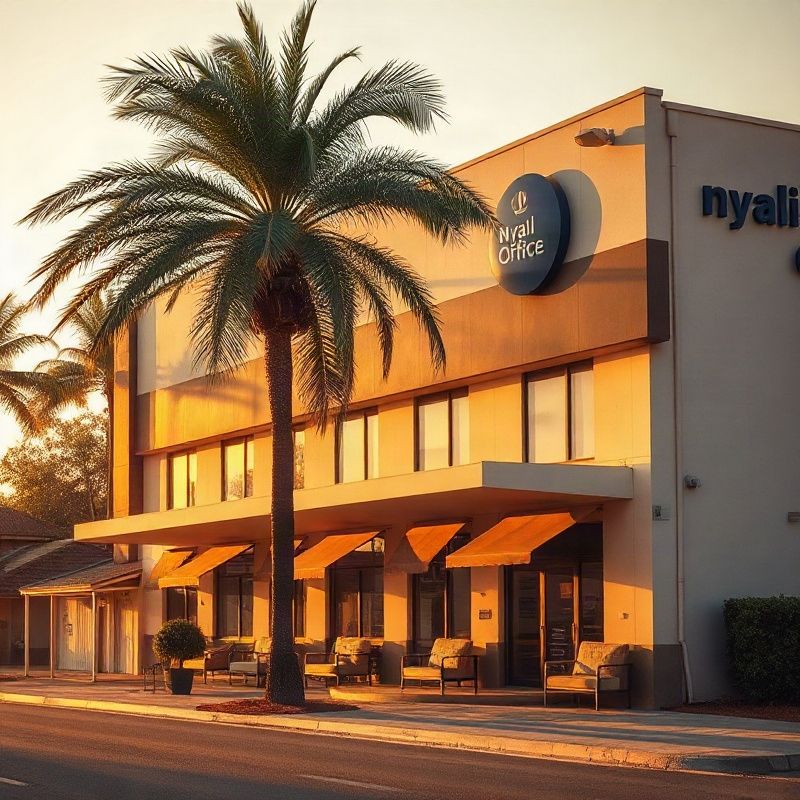 Soft-focus view of a Nyali Road office building in warm afternoon light